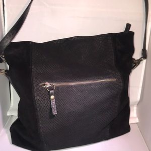 Luciana Verde Black Leather Suede Snakeskin Purse